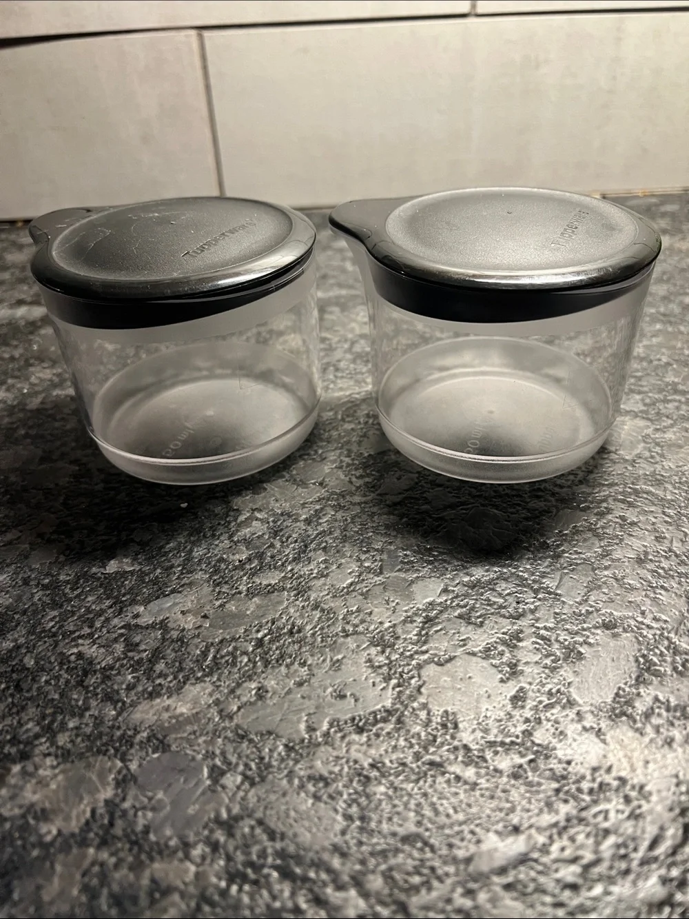 Tupperware Ultra Clear Food Storage Jars with black Lids (Set of 2)